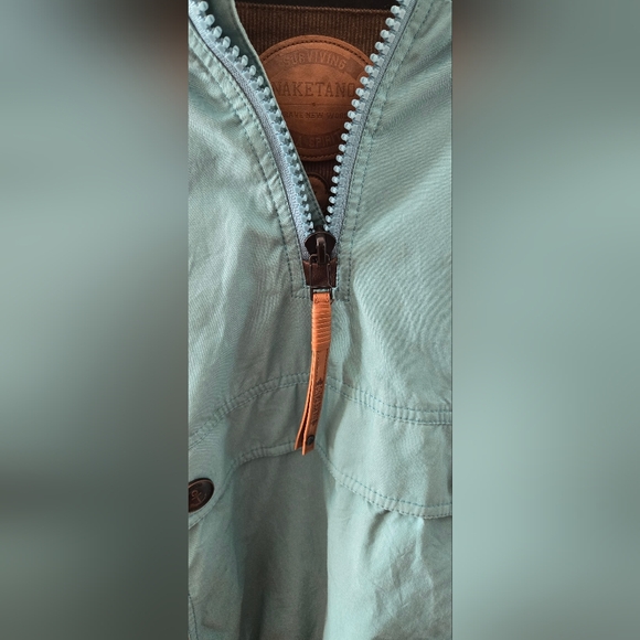 Naketano Benflicker Womens M Blue Teal Anorak Hooded Pullover Jacket Half Zip - Picture 9 of 16